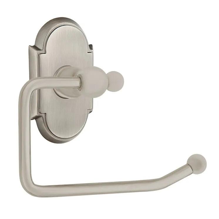 Emtek Traditional Brass Paper Holder - Bar Style (3 3/8" Projection) With #8 Rosette in Pewter finish