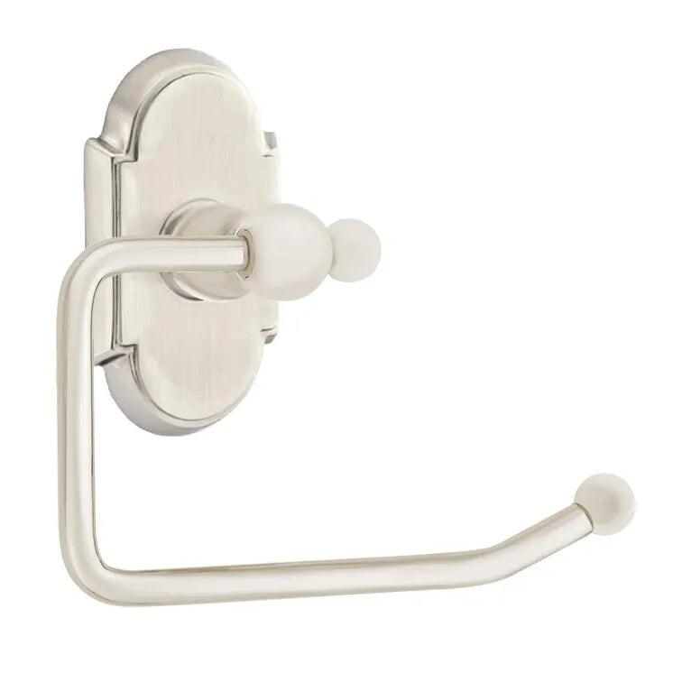 Emtek Traditional Brass Paper Holder - Bar Style (3 3/8" Projection) With #8 Rosette in Satin Nickel finish