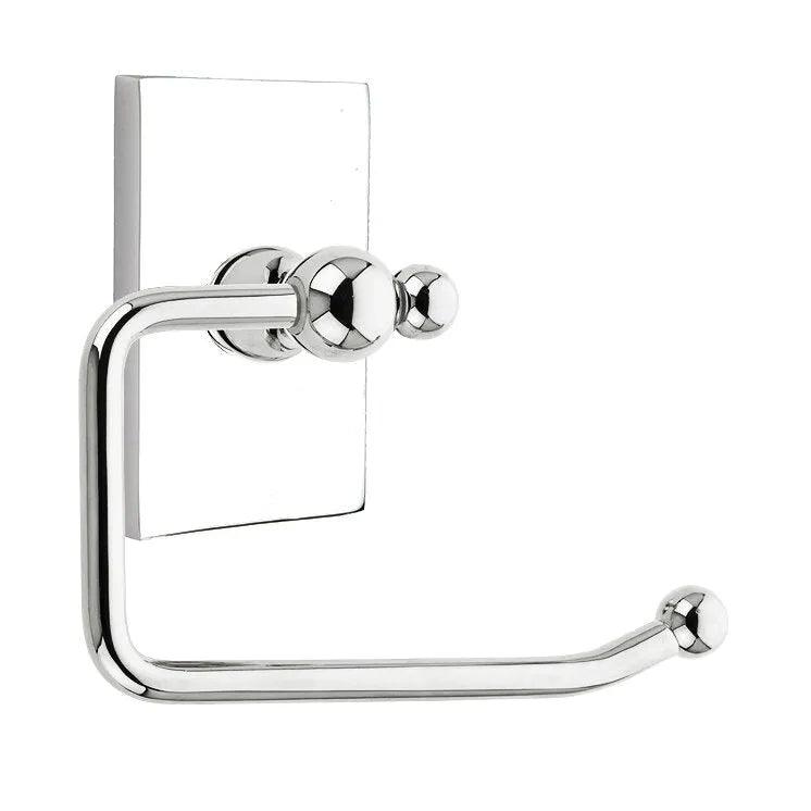 Emtek Traditional Brass Paper Holder - Bar Style (3 3/8" Projection) With Modern Rectangular Rosette in Polished Chrome finish