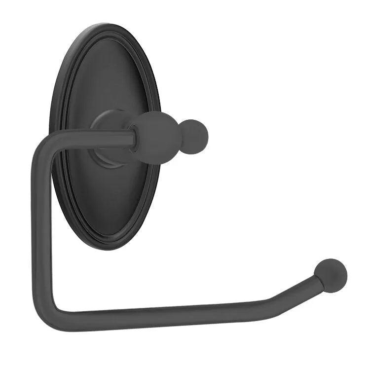 Emtek Traditional Brass Paper Holder - Bar Style (3 3/8" Projection) With Oval Rosette in Flat Black finish