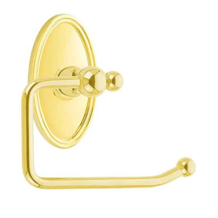 Emtek Traditional Brass Paper Holder - Bar Style (3 3/8" Projection) With Oval Rosette in Lifetime Polished Brass finish