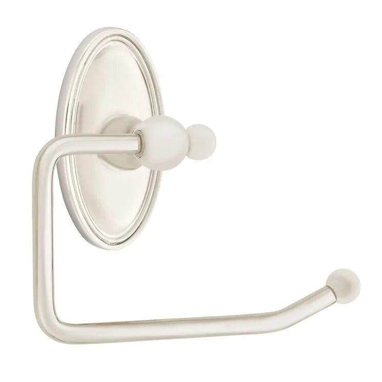 Emtek Traditional Brass Paper Holder - Bar Style (3 3/8" Projection) With Oval Rosette in Satin Nickel finish