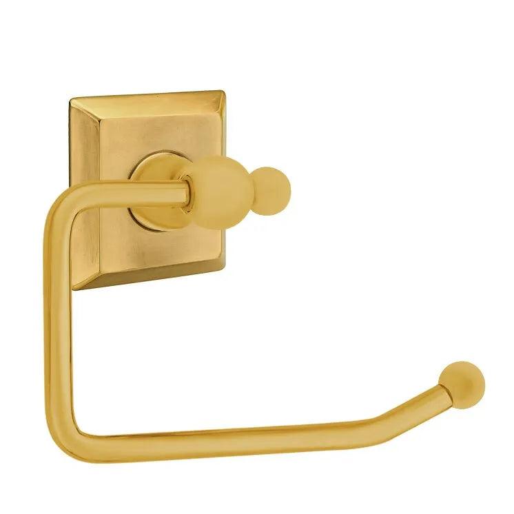 Emtek Traditional Brass Paper Holder - Bar Style (3 3/8" Projection) With Quincy Rosette in French Antique finish