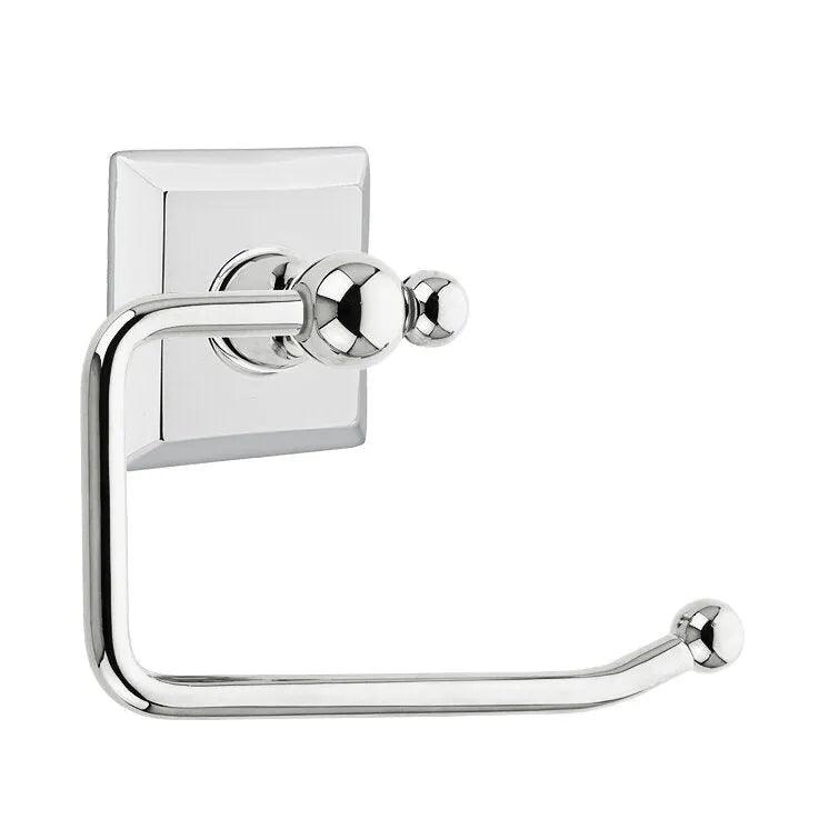 Emtek Traditional Brass Paper Holder - Bar Style (3 3/8" Projection) With Quincy Rosette in Polished Chrome finish