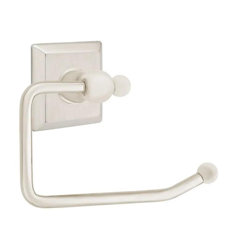 Emtek Traditional Brass Paper Holder - Bar Style (3 3/8" Projection) With Quincy Rosette in Satin Nickel finish