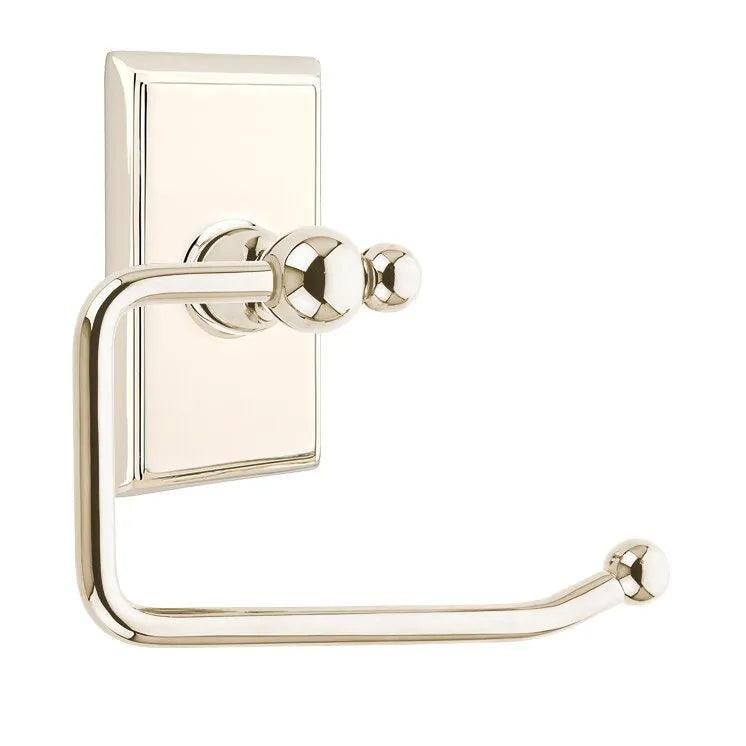 Emtek Traditional Brass Paper Holder - Bar Style (3 3/8" Projection) With Rectangular Rosette in Lifetime Polished Nickel finish