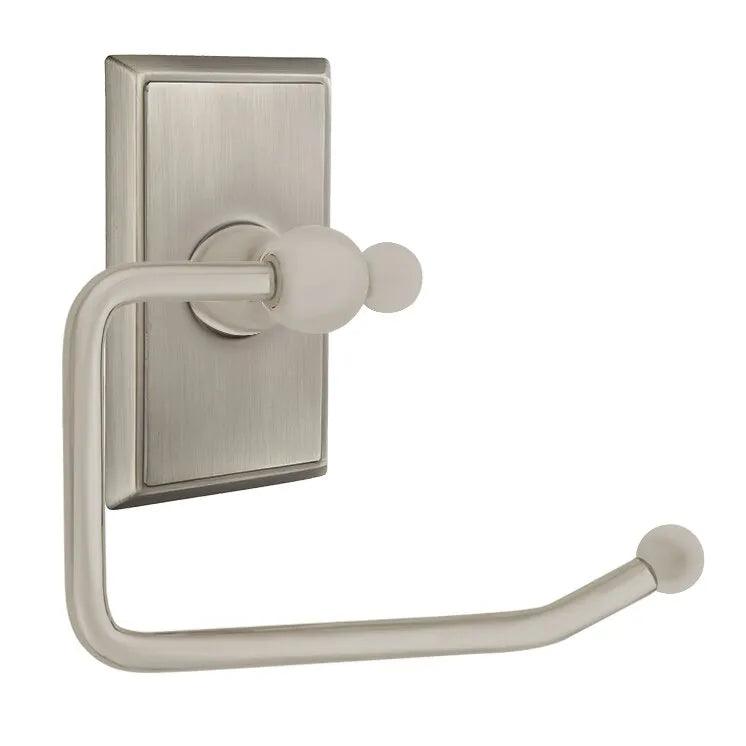 Emtek Traditional Brass Paper Holder - Bar Style (3 3/8" Projection) With Rectangular Rosette in Pewter finish