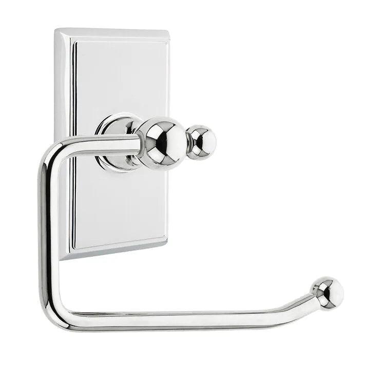Emtek Traditional Brass Paper Holder - Bar Style (3 3/8" Projection) With Rectangular Rosette in Polished Chrome finish