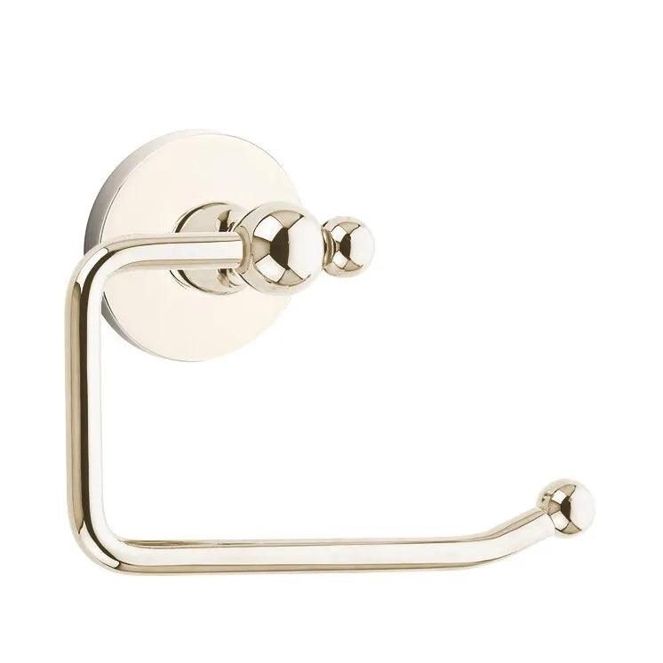 Emtek Traditional Brass Paper Holder - Bar Style (3 3/8" Projection) With Regular Disc Rosette in Lifetime Polished Nickel finish