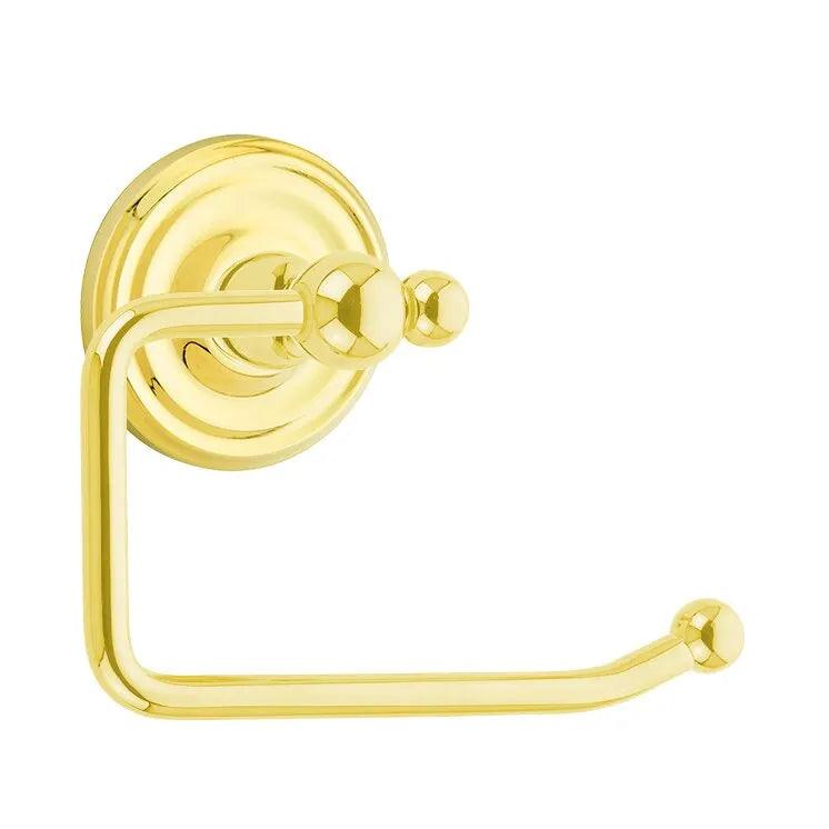 Emtek Traditional Brass Paper Holder - Bar Style (3 3/8" Projection) With Regular Rosette in Lifetime Polished Brass finish