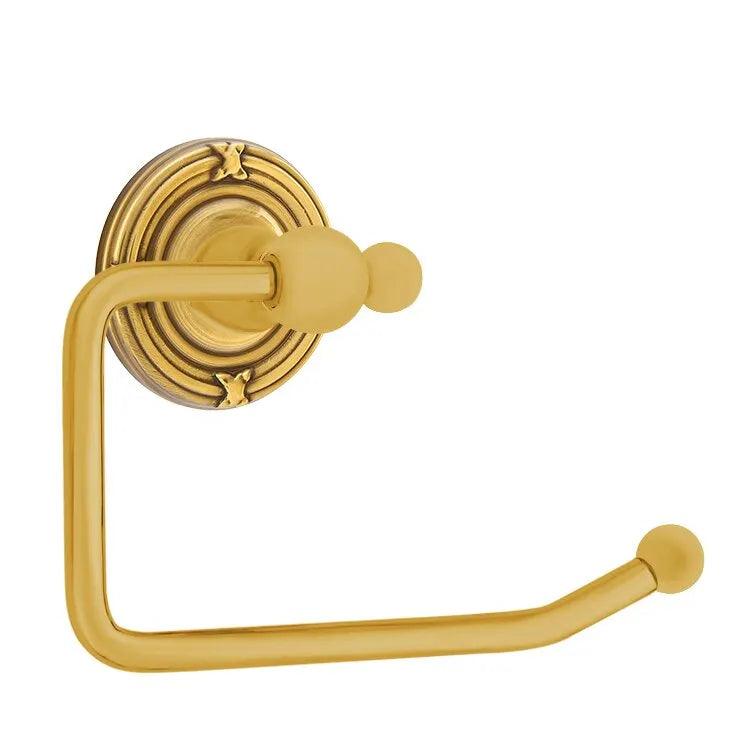 Emtek Traditional Brass Paper Holder - Bar Style (3 3/8" Projection) With Ribbon & Reed Rosette in French Antique finish
