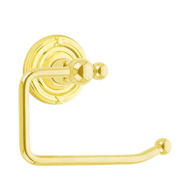 Emtek Traditional Brass Paper Holder - Bar Style (3 3/8" Projection) With Ribbon & Reed Rosette in Lifetime Polished Brass finish
