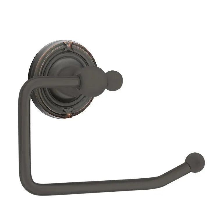 Emtek Traditional Brass Paper Holder - Bar Style (3 3/8" Projection) With Ribbon & Reed Rosette in Oil Rubbed Bronze finish