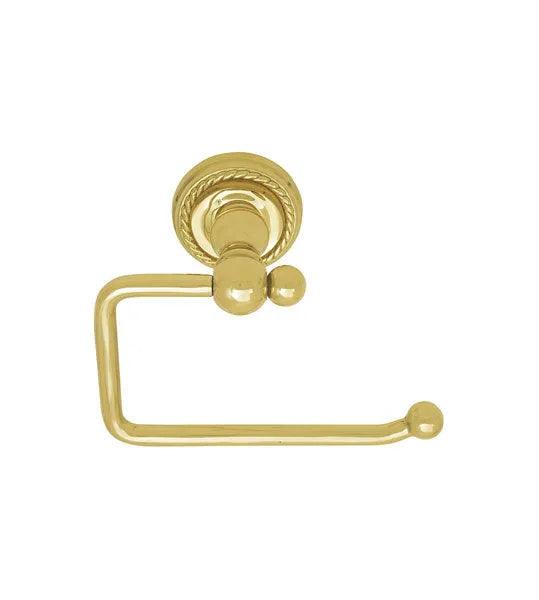 Emtek Traditional Brass Paper Holder - Bar Style (3 3/8" Projection) With Rope Rosette in Lifetime Polished Brass finish