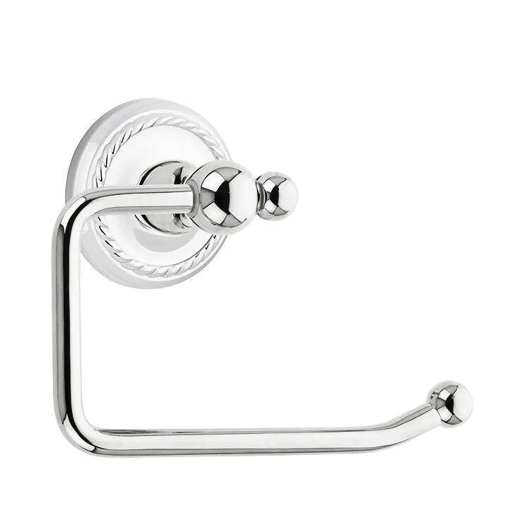 Emtek Traditional Brass Paper Holder - Bar Style (3 3/8" Projection) With Rope Rosette in Polished Chrome finish