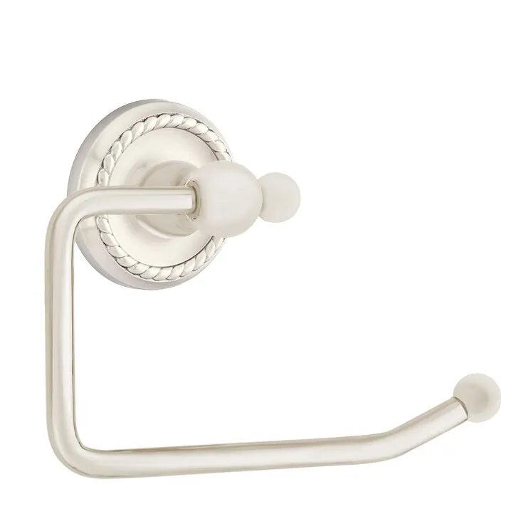 Emtek Traditional Brass Paper Holder - Bar Style (3 3/8" Projection) With Rope Rosette in Satin Nickel finish