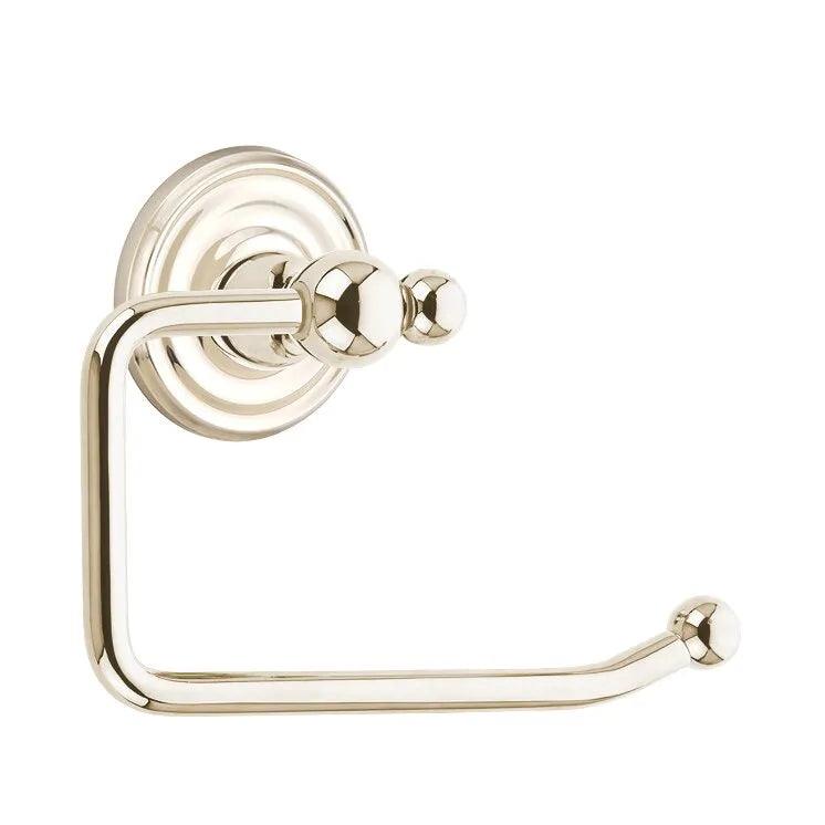 Emtek Traditional Brass Paper Holder - Bar Style (3 3/8" Projection) With Small Regular Rosette in Lifetime Polished Nickel finish