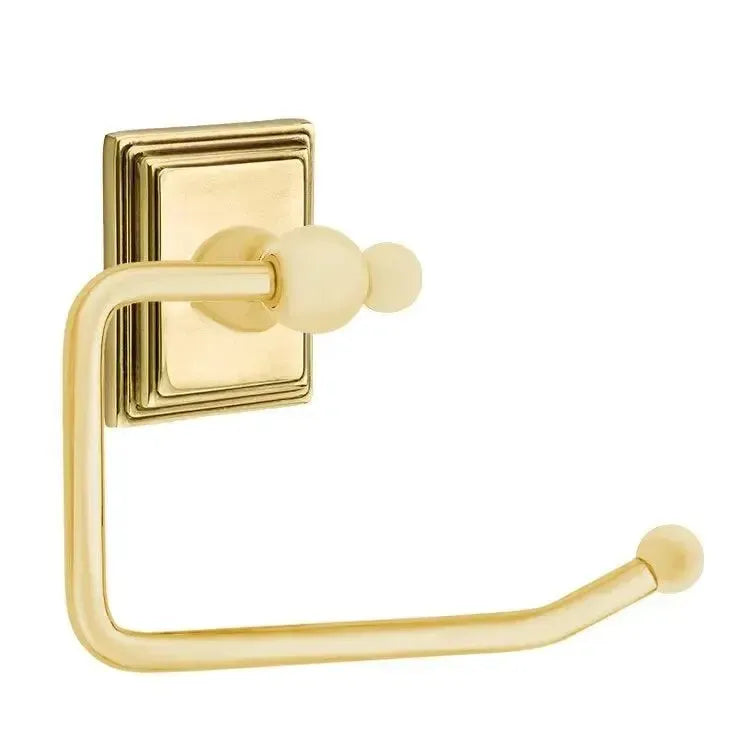 EmtekEmtek Traditional Brass Paper Holder - Bar Style with Wilshire Rosette in 