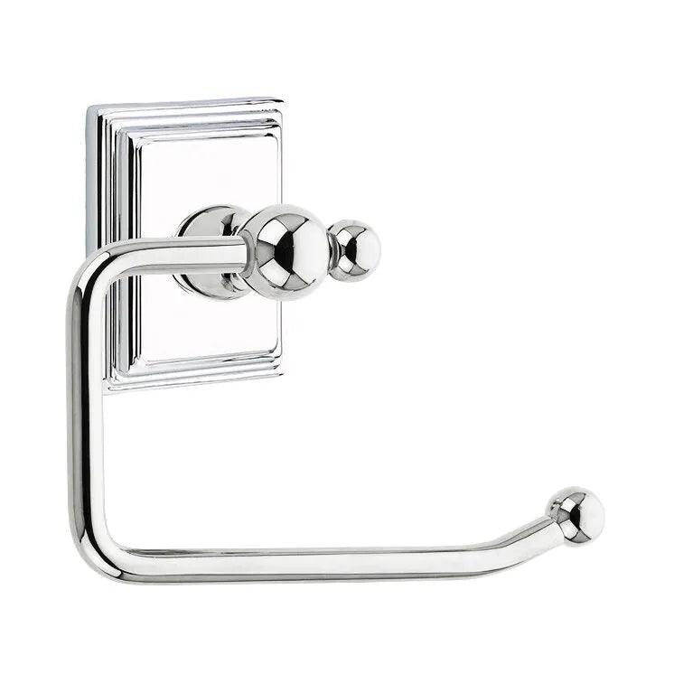 Emtek Traditional Brass Paper Holder - Bar Style (3 3/8" Projection) With Wilshire Rosette in Polished Chrome finish