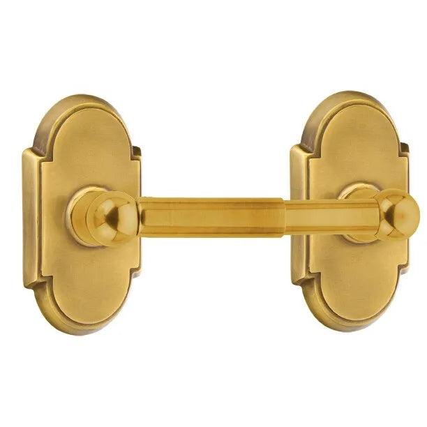 Emtek Traditional Brass Paper Holder - Spring Rod Style with #8 Rosette in French Antique finish