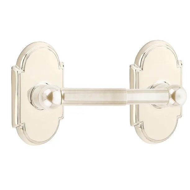 Emtek Traditional Brass Paper Holder - Spring Rod Style with #8 Rosette in Lifetime Polished Nickel finish
