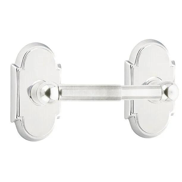 Emtek Traditional Brass Paper Holder - Spring Rod Style with #8 Rosette in Polished Chrome finish