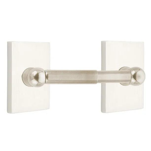 Emtek Traditional Brass Paper Holder - Spring Rod Style (3 3/8" Projection) With Modern Rectangular Rosette in Satin Nickel finish