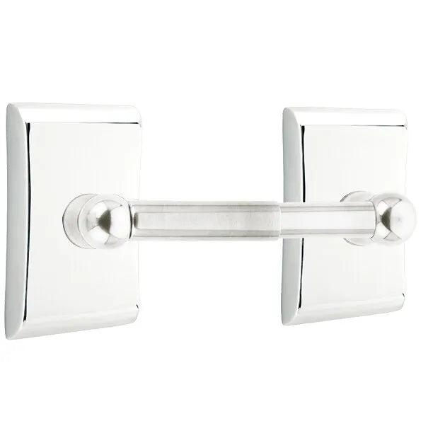 Emtek Traditional Brass Paper Holder - Spring Rod Style (3 3/8" Projection) With Neos Rosette in Polished Chrome finish