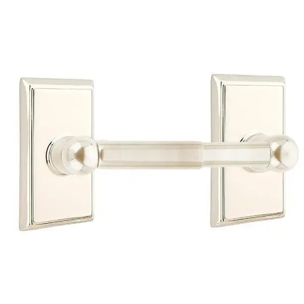 EmtekEmtek Traditional Brass Paper Holder - Spring Rod Style with Rectangular Rosette in 