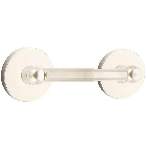 Emtek Traditional Brass Paper Holder - Spring Rod Style (3 3/8" Projection) With Regular Disc Rosette in Lifetime Polished Nickel finish