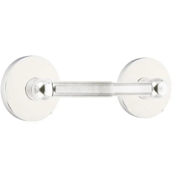 Emtek Traditional Brass Paper Holder - Spring Rod Style (3 3/8" Projection) With Regular Disc Rosette in Polished Chrome finish