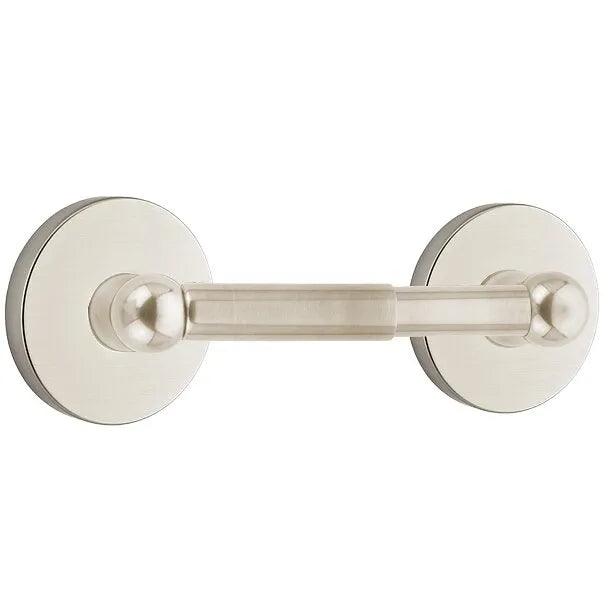 Emtek Traditional Brass Paper Holder - Spring Rod Style (3 3/8" Projection) With Regular Disc Rosette in Satin Nickel finish