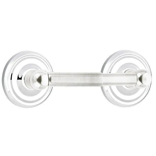 Emtek Traditional Brass Paper Holder - Spring Rod Style (3 3/8" Projection) With Regular Rosette in Polished Chrome finish