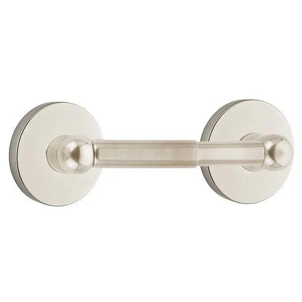 Emtek Traditional Brass Paper Holder - Spring Rod Style (3 3/8" Projection) With Small Disc Rosette in Satin Nickel finish
