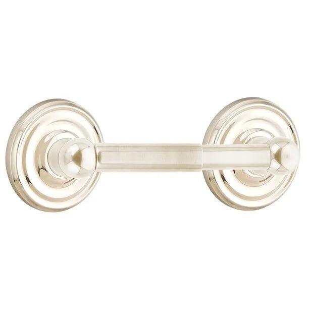 Emtek Traditional Brass Paper Holder - Spring Rod Style (3 3/8" Projection) With Small Regular Rosette in Lifetime Polished Nickel finish