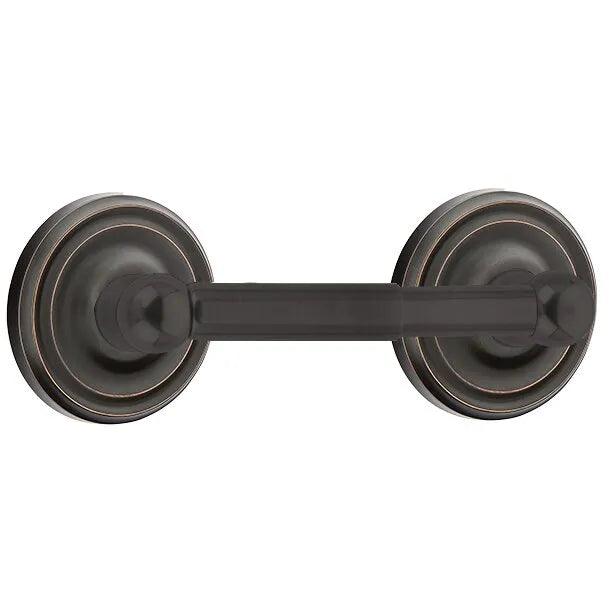 Emtek Traditional Brass Paper Holder - Spring Rod Style (3 3/8" Projection) With Small Regular Rosette in Oil Rubbed Bronze finish