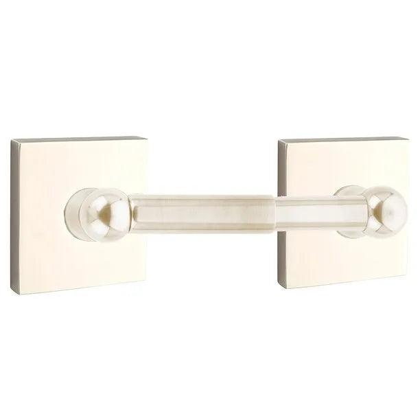 Emtek Traditional Brass Paper Holder - Spring Rod Style (3 3/8" Projection) With Square Rosette in Lifetime Polished Nickel finish