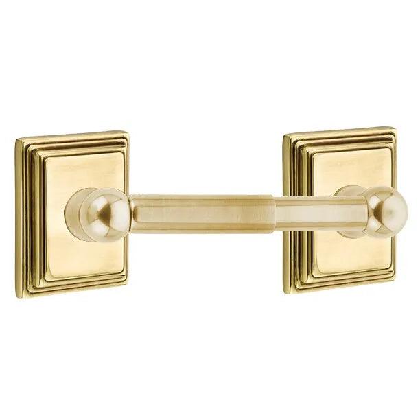 Emtek Traditional Brass Paper Holder - Spring Rod Style (3 3/8" Projection) With Wilshire Rosette in French Antique finish