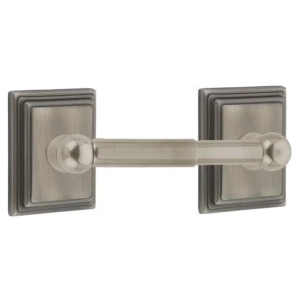 Emtek Traditional Brass Paper Holder - Spring Rod Style (3 3/8" Projection) With Wilshire Rosette in Pewter finish