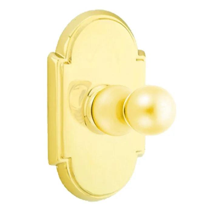 Emtek Traditional Brass Single Robe Hook With #8 Rosette in Lifetime Polished Brass finish