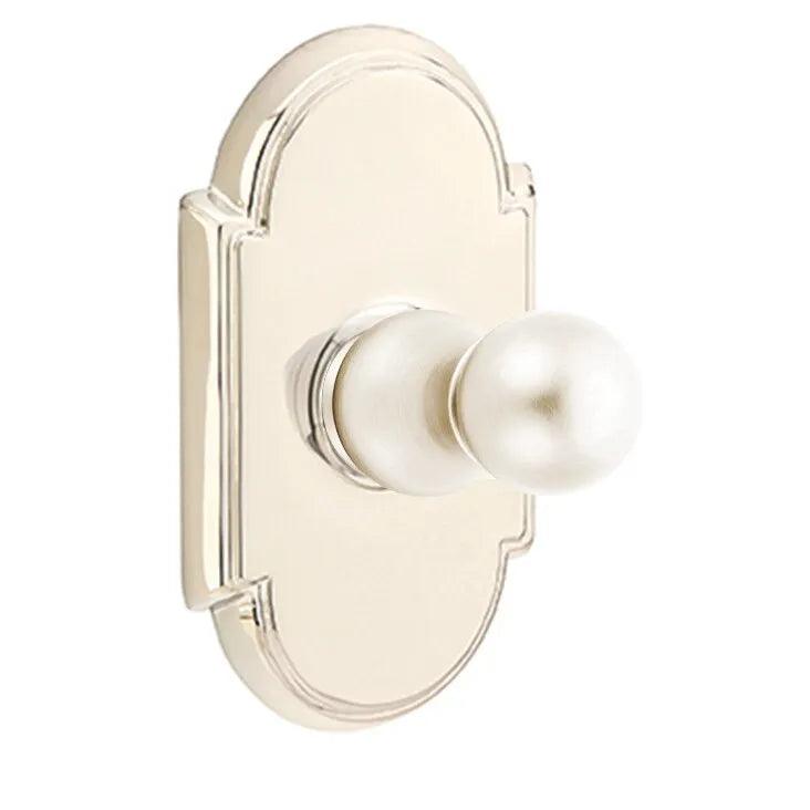 Emtek Traditional Brass Single Robe Hook With #8 Rosette in Lifetime Polished Nickel finish