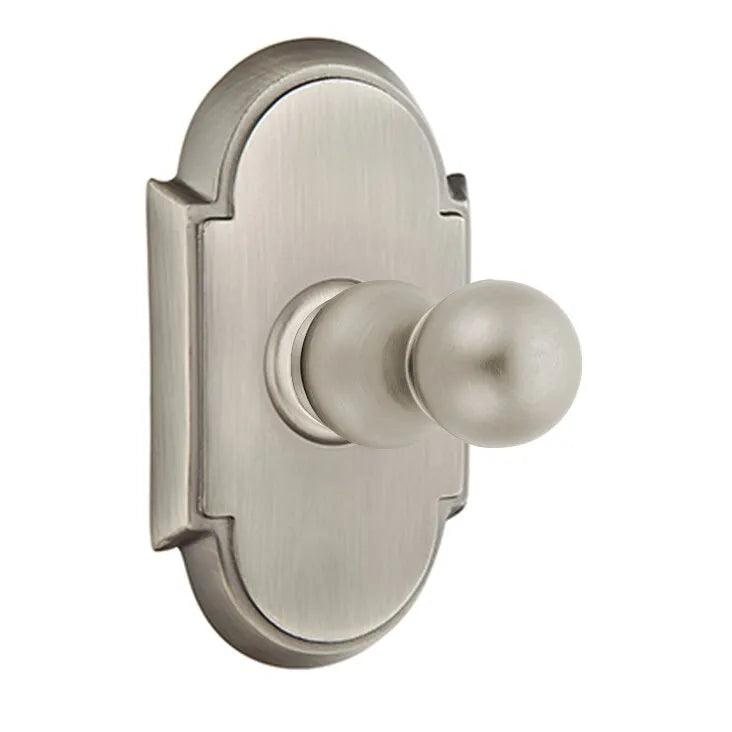 Emtek Traditional Brass Single Robe Hook With #8 Rosette in Pewter finish