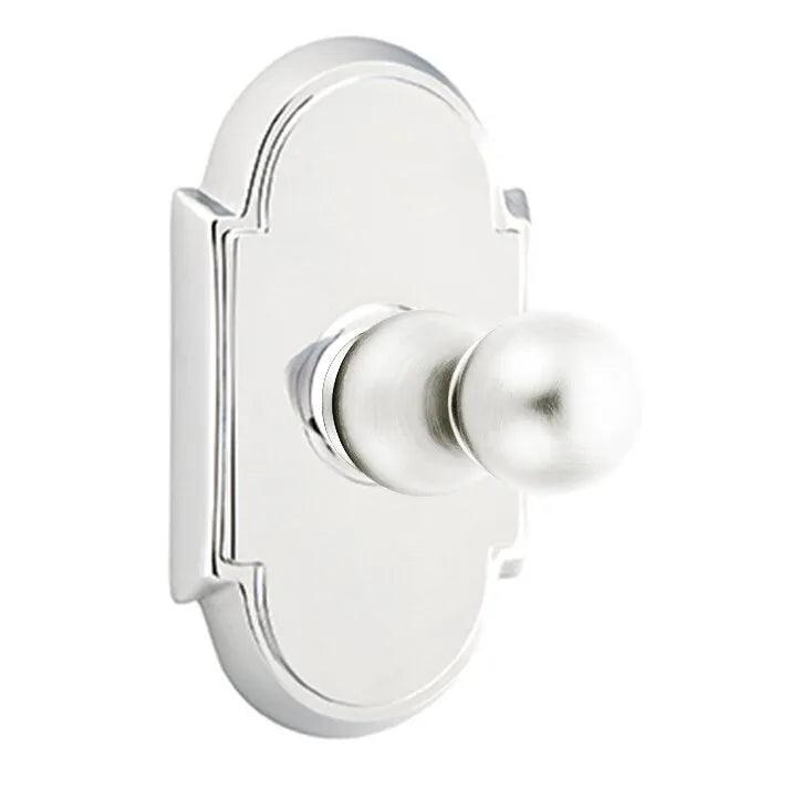 Emtek Traditional Brass Single Robe Hook With #8 Rosette in Polished Chrome finish