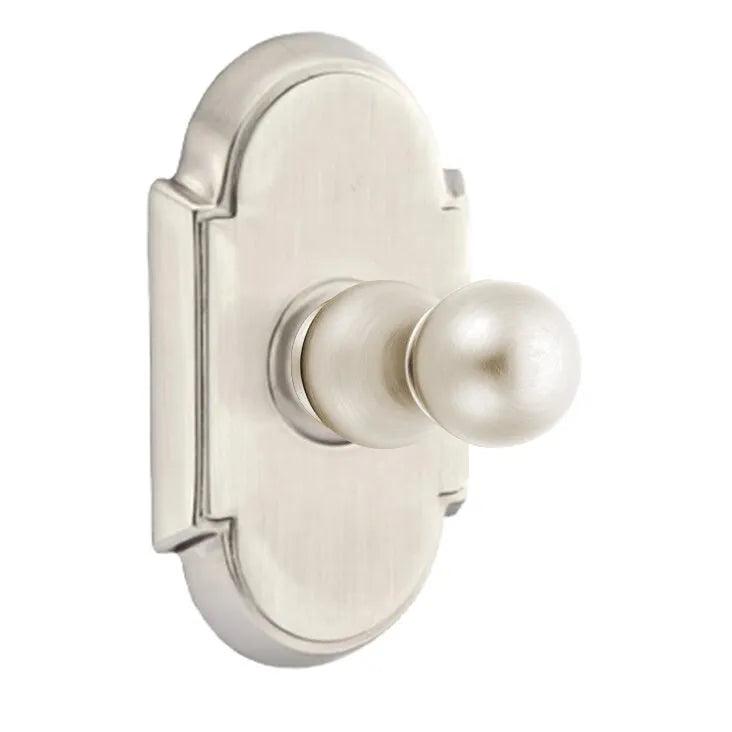 Emtek Traditional Brass Single Robe Hook With #8 Rosette in Satin Nickel finish