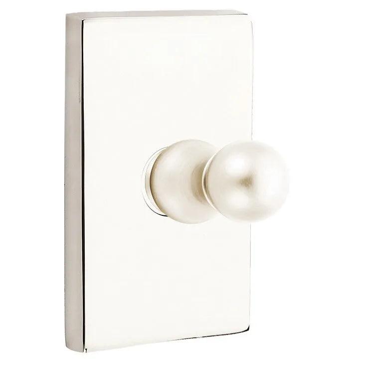 Emtek Traditional Brass Single Robe Hook With Modern Rectangular Rosette in Lifetime Polished Nickel finish