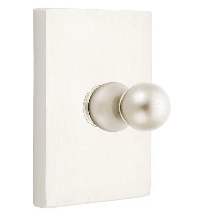Emtek Traditional Brass Single Robe Hook With Modern Rectangular Rosette in Satin Nickel finish