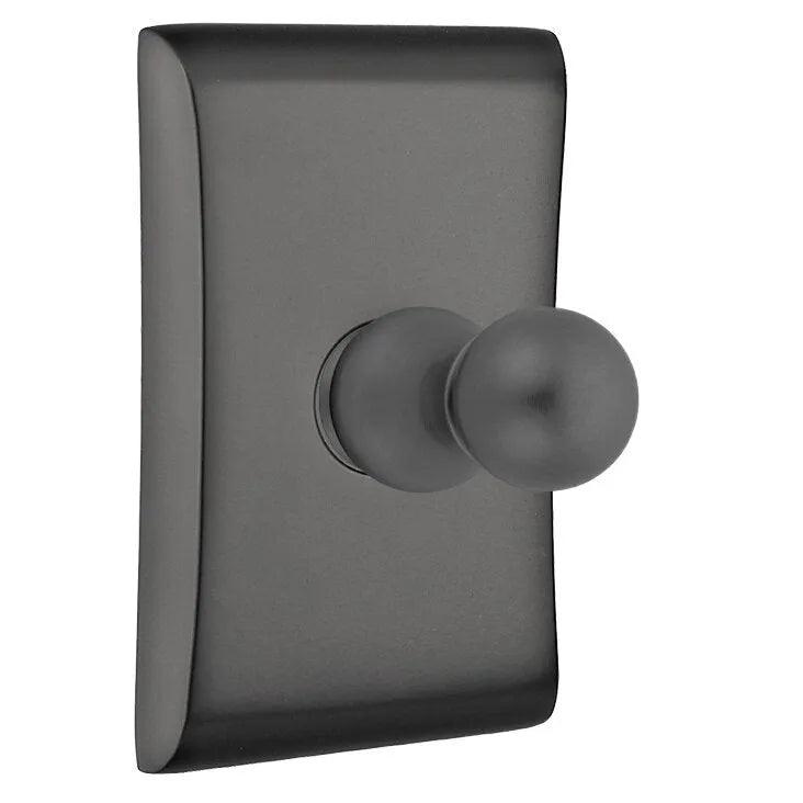 Emtek Traditional Brass Single Robe Hook With Neos Rosette in Flat Black finish