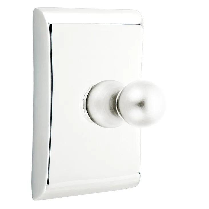 Emtek Traditional Brass Single Robe Hook With Neos Rosette in Polished Chrome finish