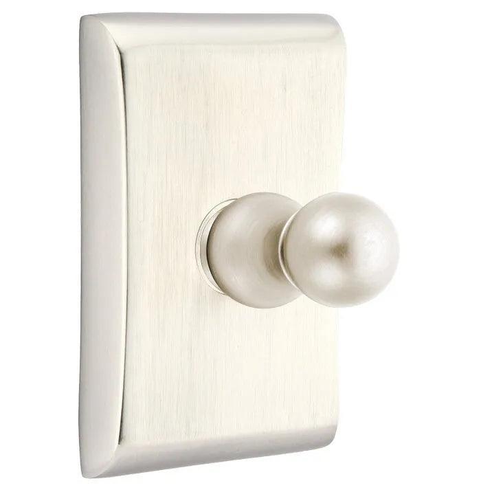 Emtek Traditional Brass Single Robe Hook With Neos Rosette in Satin Nickel finish