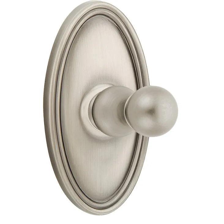 Emtek Traditional Brass Single Robe Hook With Oval Rosette in Pewter finish